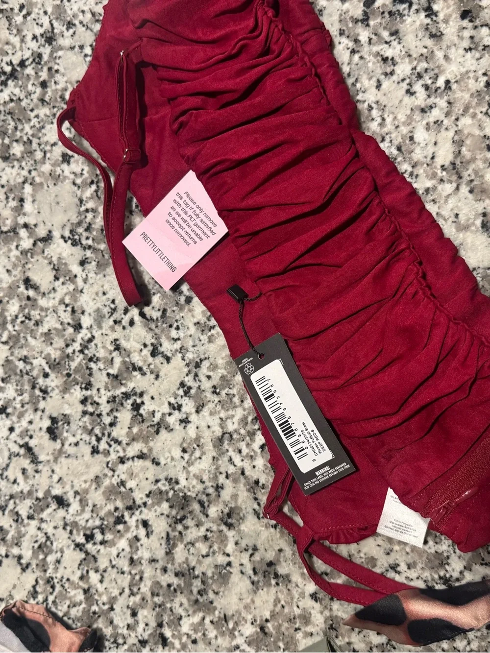 PrettyLittleThing Rose Red Ruched Bralette
